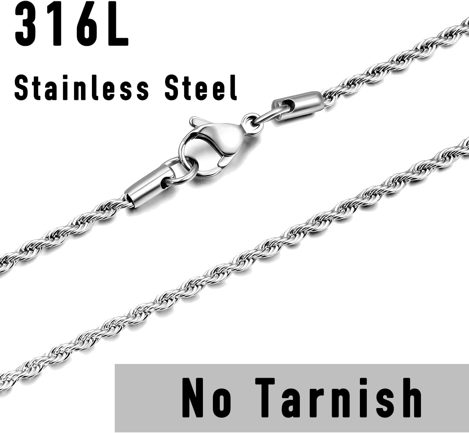 stino 7 Pack No Tarnish Stainless Steel Chains for Jewelry Making