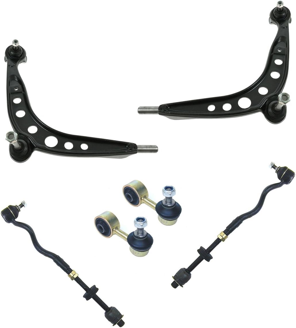 TRQ Front Steering & Suspension Kit Control Arm with Ball Joint Sway Bar Stabilizer Link Tie Rod Assembly Compatible with BMW