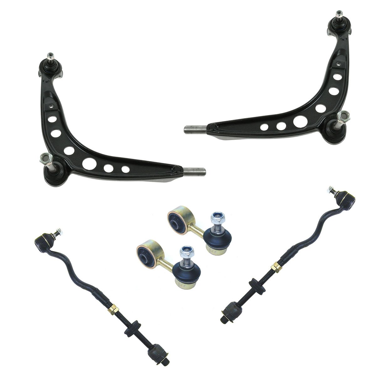 TRQ Front Steering & Suspension Kit Control Arm with Ball Joint Sway Bar Stabilizer Link Tie Rod Assembly Compatible with BMW