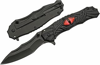 SZCO 8” Dragon’s Eye Liner Lock Assisted Open EDC Folding Knife With Pocket Clip, Black (3005789) - SZCO Supplies