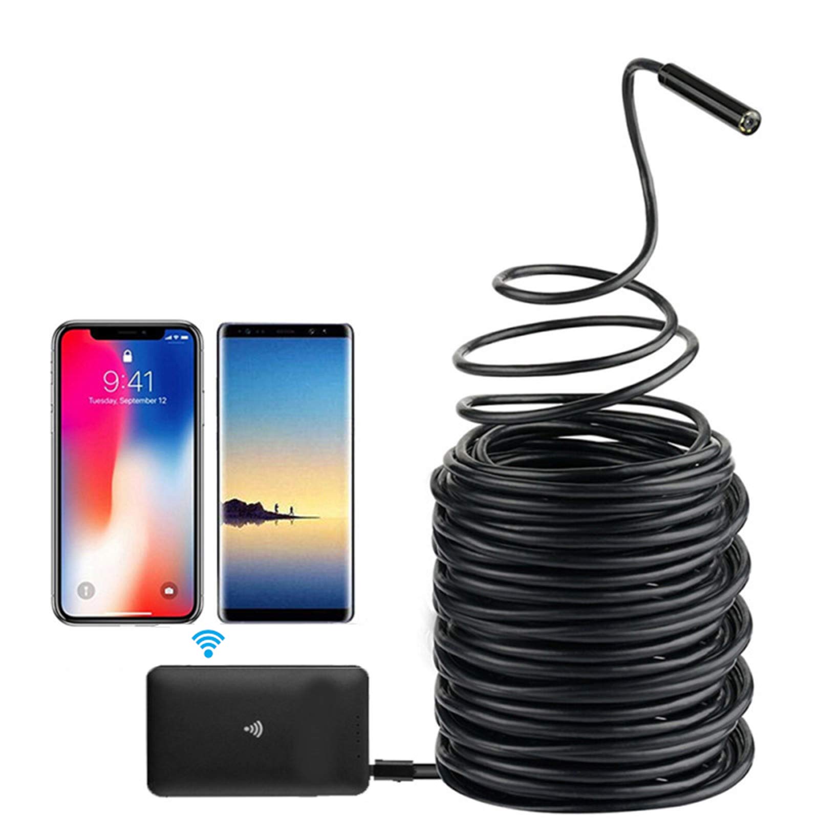 Bezprzewodowa kamera węża 8,5 mm, endoskop HD o rozdzielczości 5,0 megapikseli IP67 wodoodporna kamera inspekcyjna do przemysłu, naprawy hydraulicznych, Hardwire 15 m