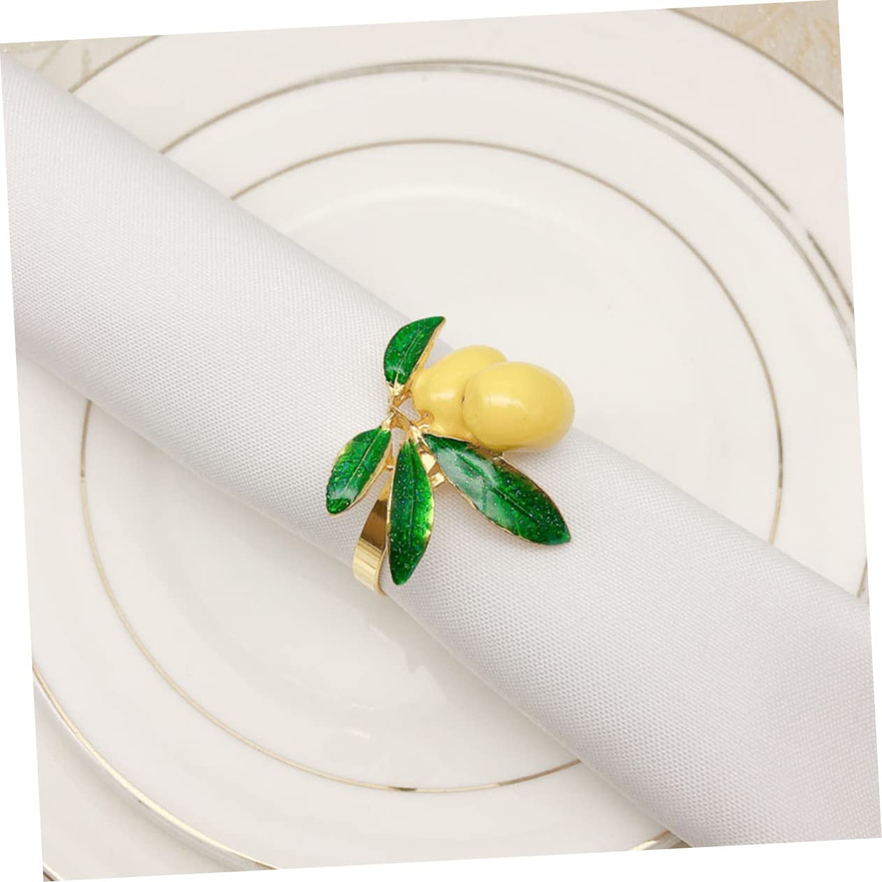 Cabilock 4 Set Portatovaglioli Al Decorazione Casa Home Decoration Festina Ospiti El Party Porta Titolari Portatovaglioli Domestici Portatovagliolo Metallo Yellow 6 Pezzi * 4