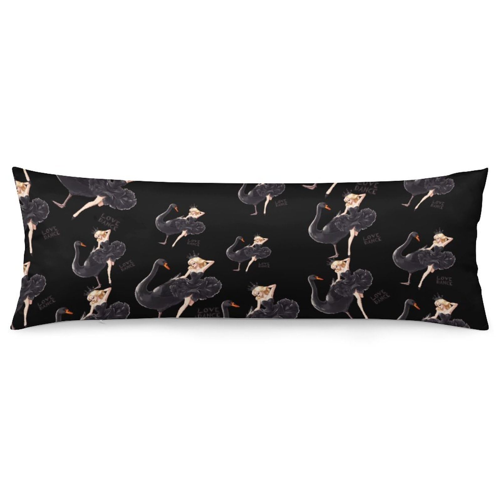 Ballerina Women With Black Swan Throw Pillow Case Long Body Pillow Cover Pillowcase Fashion Accessories Home Decor