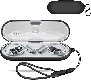 for Nothing Ear (Open) Open-Ear Case Cover, Wireless Earphone Silicone Protective case (with Carabiner + Lanyard) Drop-Proof, Scratch-Proof, Shock-Proof, Reserved Charging Port, dust-Proof (Black)