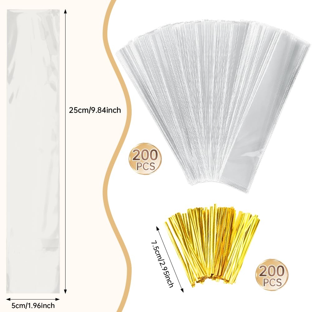 300 Pezzi Sacchetti di Plastica Trasparente Autoadesivi 8x20cm Bustine Lunghi Richiudibili Sacchetti Cellophane con Chiusura Adesiva 50µm per Gioielli Candele Decorazioni per Feste (5 misure a scelta