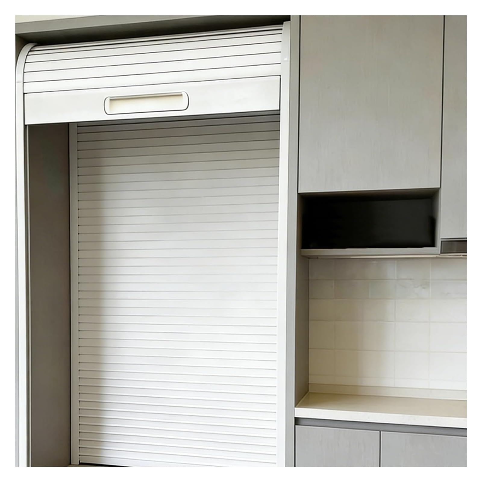 Accordion Folding Door Kit, DIY Roll-Up Tambour Door Kit, ABS, Vertical Sliding, Multiple Sizes(44x32in/112x81cm)
