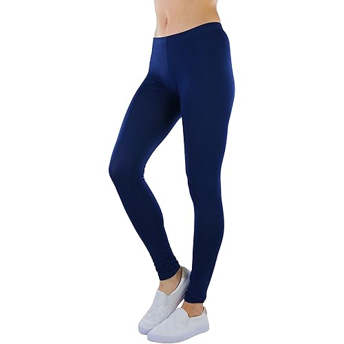 ToBeInStyle Women's Skinny Fit Cotton Full Length Leggings Tights - Regular and Plus Sizes