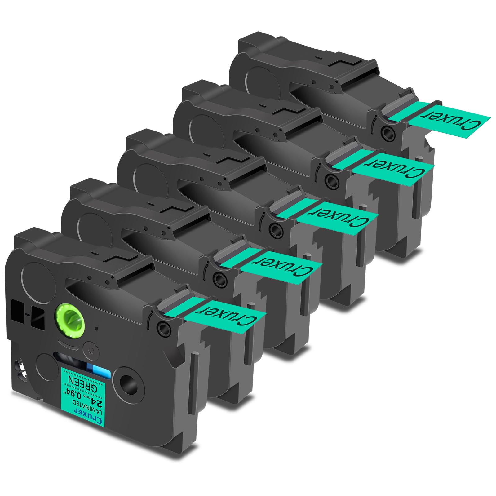 Cruxer 5 Pack Replacement for Brother P-Touch TZe-751 AZe-751 Green Laminated Tapes，Black on Green 0.94'' 24mm x 8m Cassette Compatible for Brother PT-P700 PT-E550WVP PT-P750W PT-2730VP