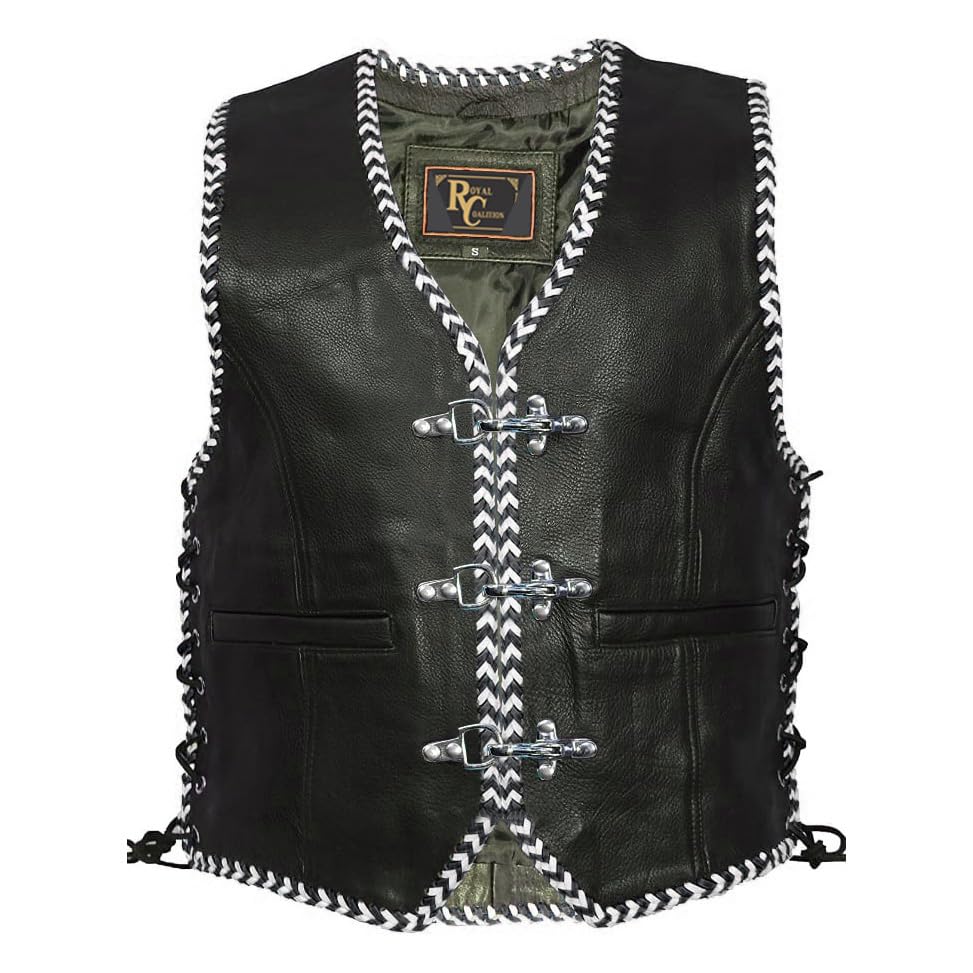 Men's Retro Biker Motorcycle Vest Vintage Club Style Cowhide Rider Rocker Cafe Racer Leather Vest