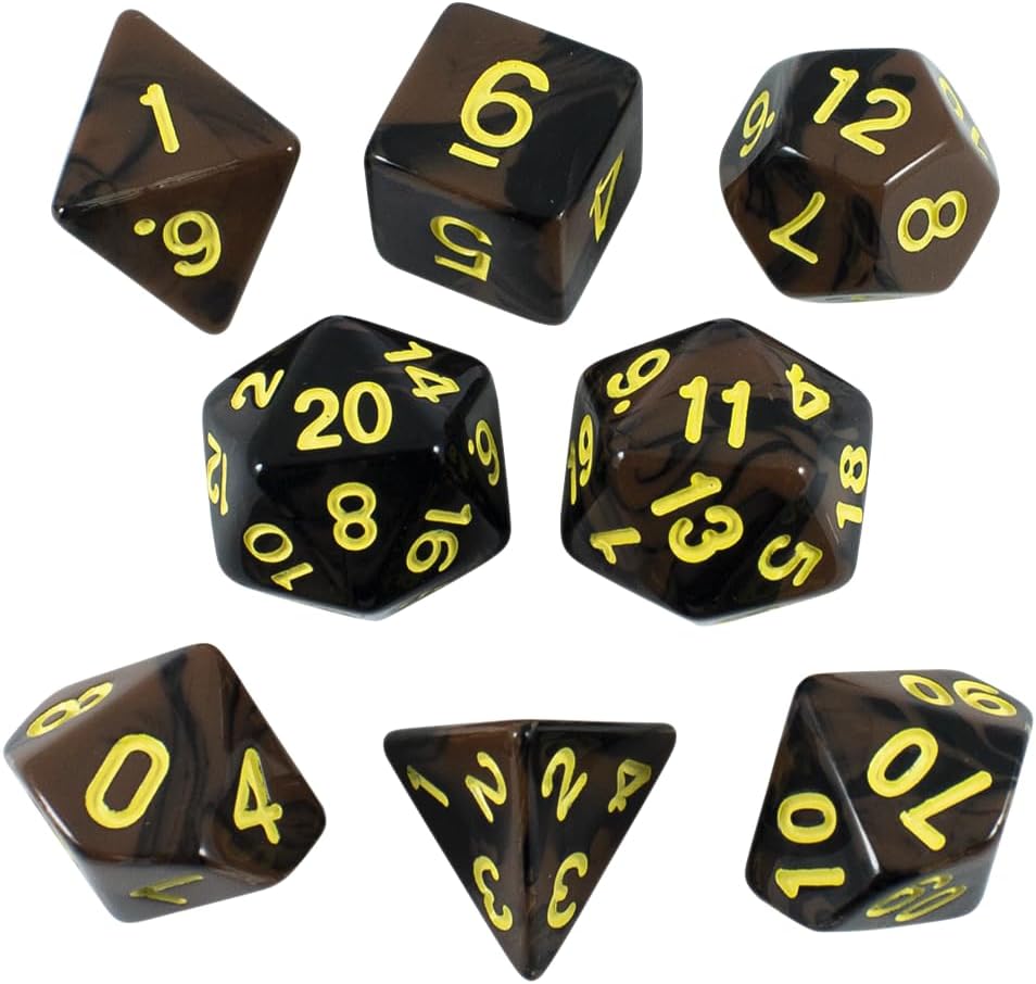 Paladin Roleplaying Black and Brown Dice - RPG DND Set - 'Werewolf'