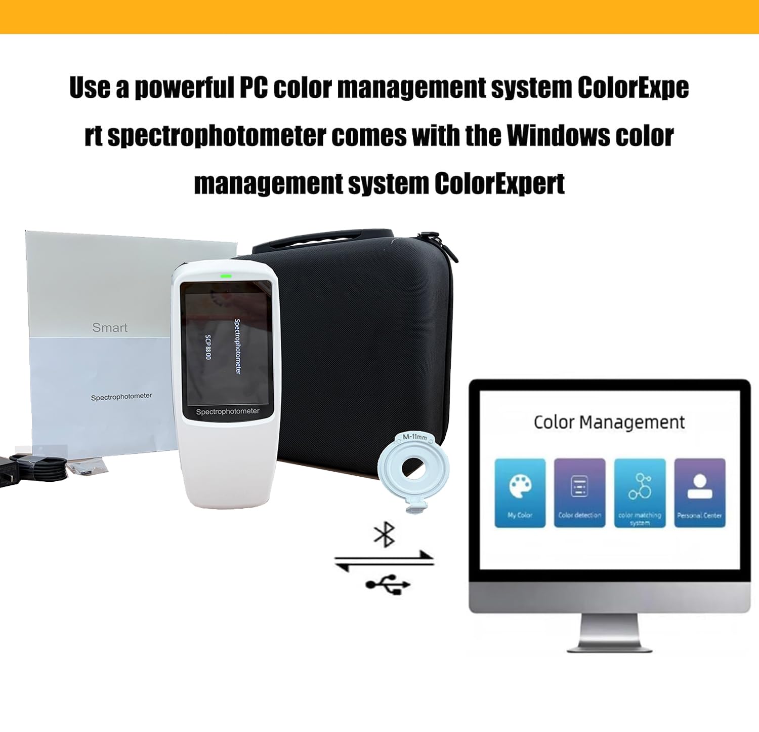 Spectrophotometer Portable Spectrocolorimeter Spectrophotometer Analysis with Ultra-high Repeatability Auto Calibration Accuracy 0.04 Aperture Φ8mm Φ11mm 10000 Data Storage