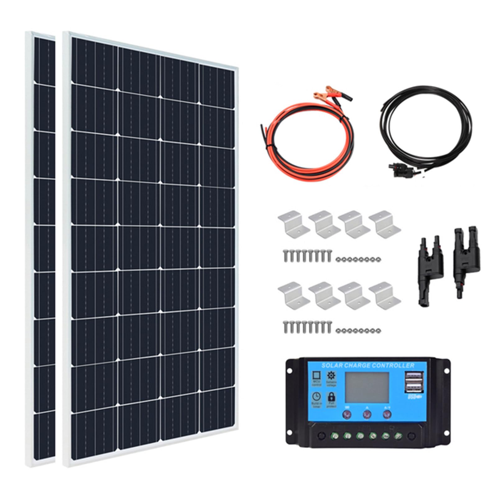 MIIZOO 800W Monocrystalline Solar Panel Kit with 40A Charge Controller for Caravans, Trailers, Motorhomes and Boats (Two)