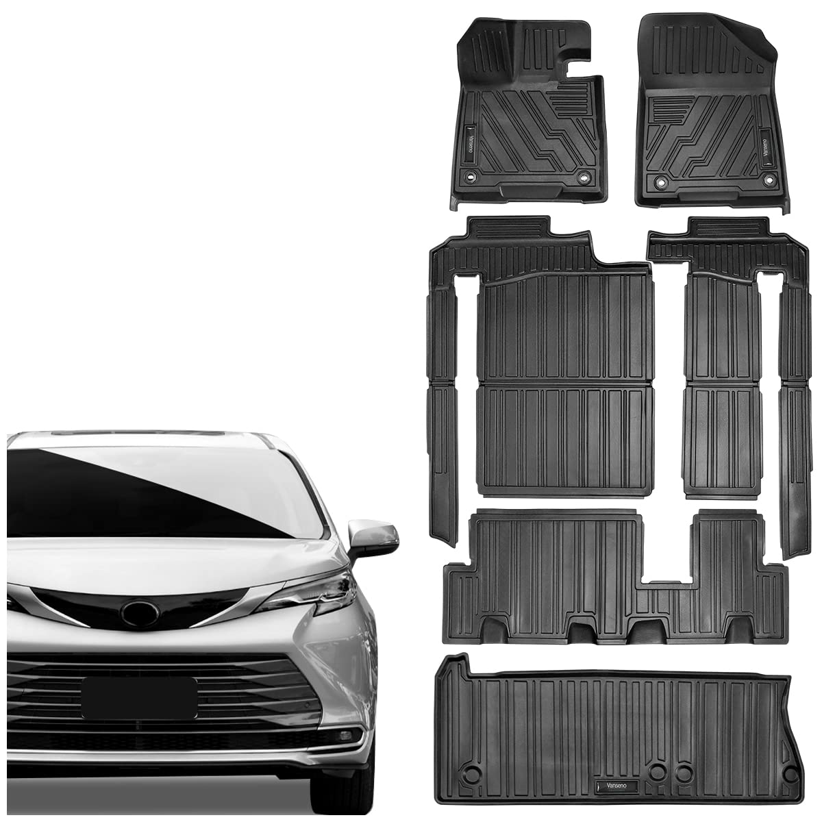 Vanseno Car Floor Ats & Cargo Trunk Liners Set Copatible For Toyota