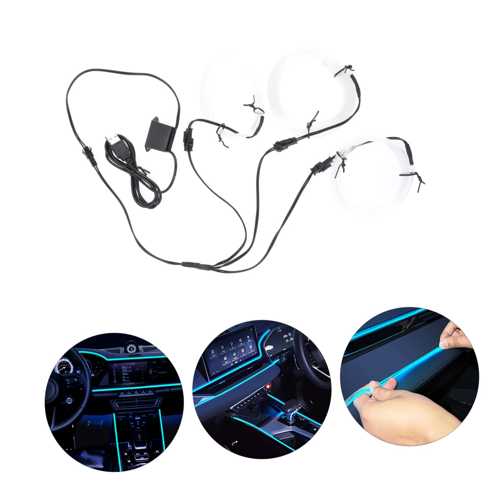TOPBATHY 3 Pezzi Illuminazione Ambientale per Auto LED Luci per Interni Regolabili Confezione da USB Atmosfera Romantica e Colorata Durante Guida Notturna