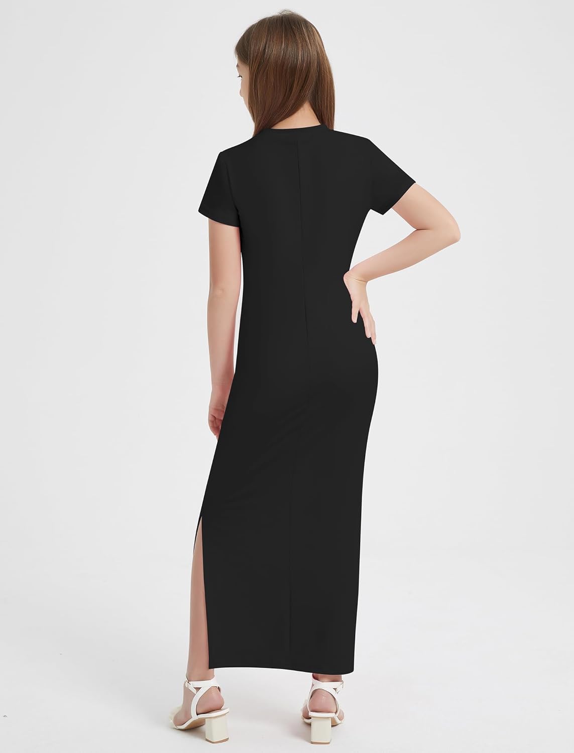 EXARUS Girls Bodycon Maxi Dress Tween Long Sleeve/Short Sleeve/Sleeveless/Spaghetti Strap Fitted Casual Formal Dresses - Image 5