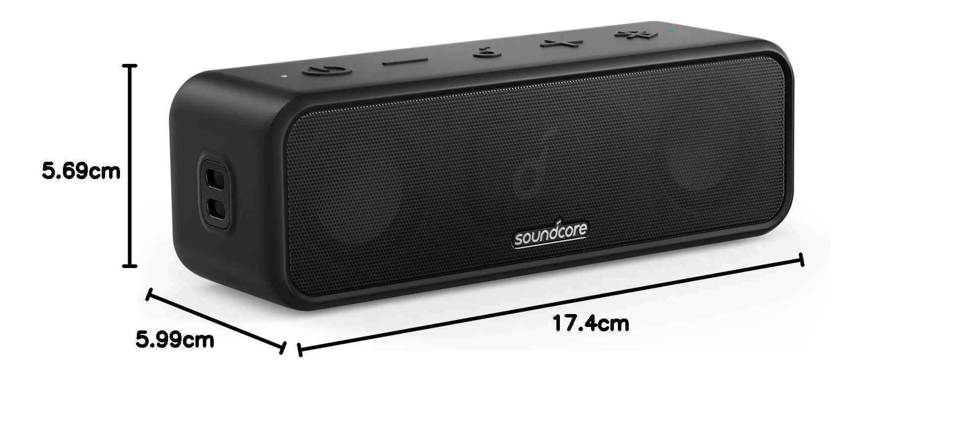 Soundcore 3 od Anker to głośnik Bluetooth ze stereo dźwiękiem(odnowiona), przetwornikami z czystą tytanową membraną, 24-godzinnym czasem odtwarzania, wodoodpornością IPX7 i technologią Bluetooth 5.0