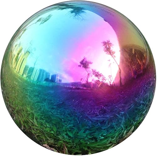 USHome Rainbow Home - Bolas de espejo de globo para jardín, esfera brillante de acero inoxidable pulido, ideal como regalo de inauguración de la