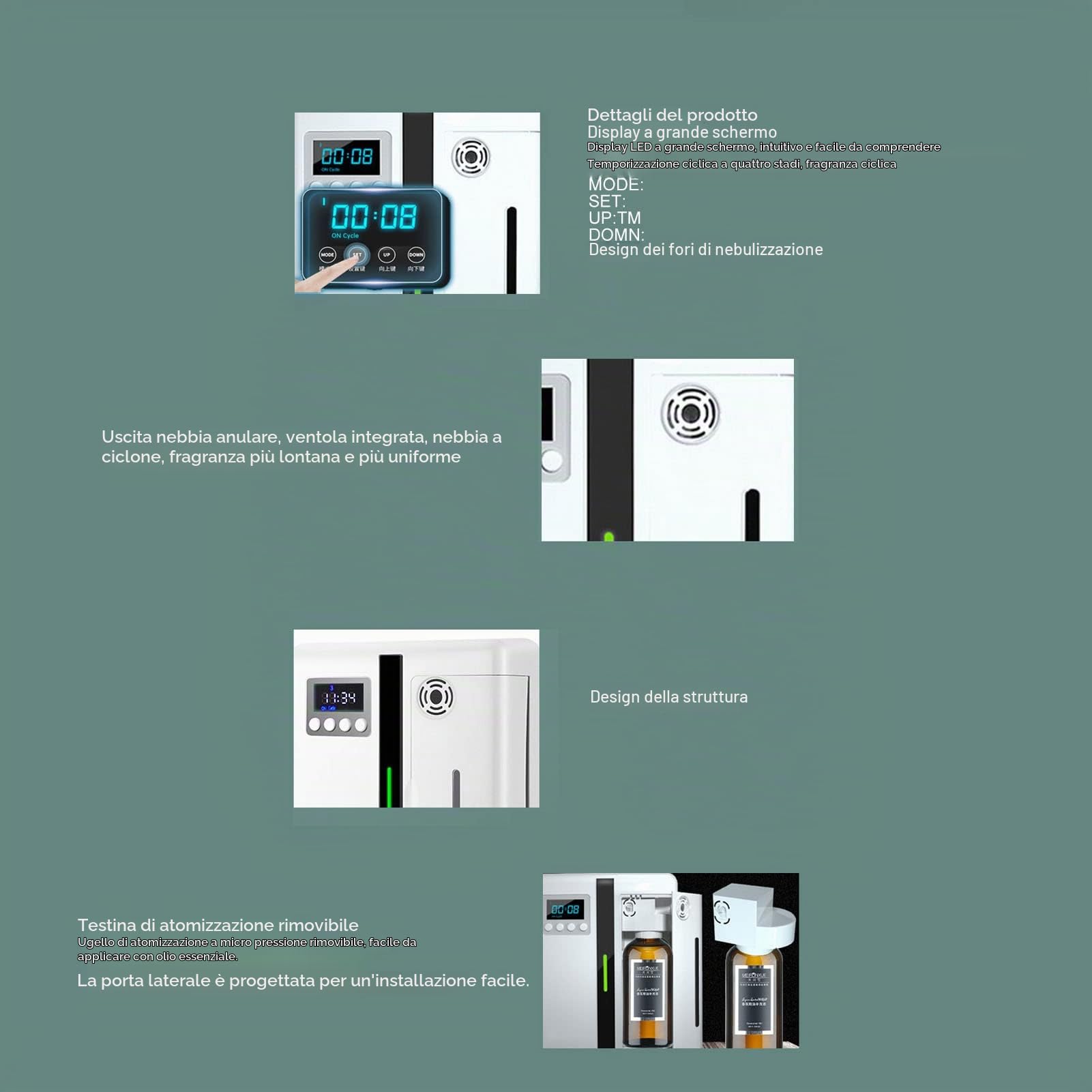 Asixxsix Smart Air Machine, Diffusore di Oli Essenziali 'acqua Professionale con Tecnologia di Nebulizzazione Macchina Automatica per Diffusori di Aromi per Oli Essenziali