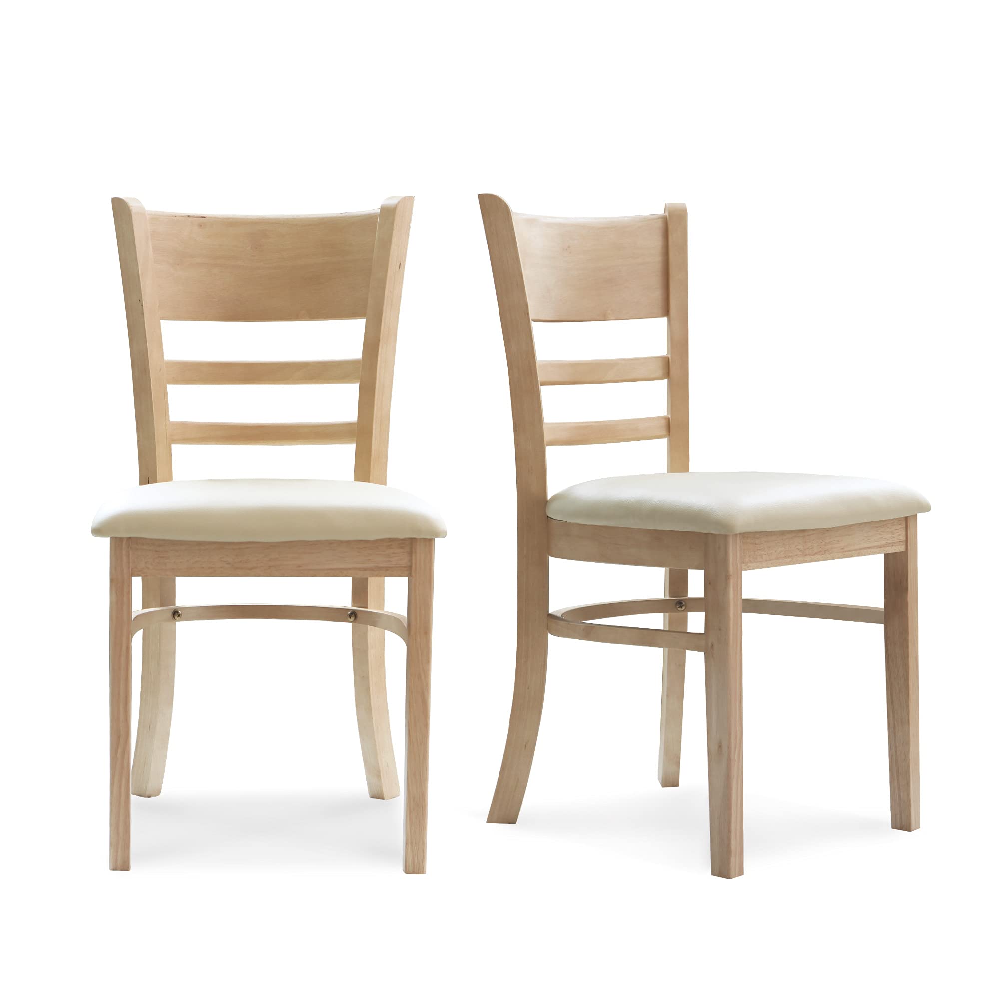 Amazon Com Livinia 客艙餐椅2 件組實心橡膠木pu 皮革坐墊座椅木製椅子 天然象牙白 Amazon Com Livinia 客艙餐椅2 件組實心橡膠木pu 皮革坐墊座椅木製椅子 天然象牙白