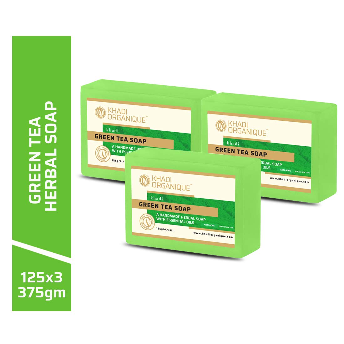 Khadi Organique Handmade Herbal Green Tea Soap Pack Of 3