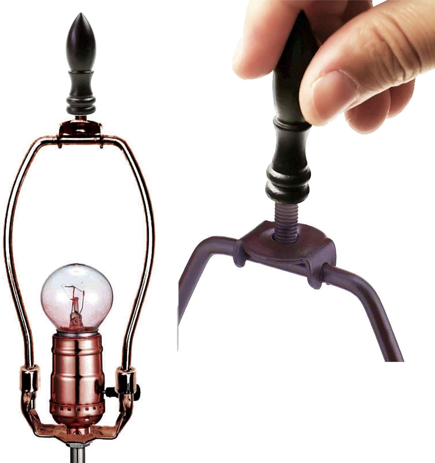 2-Pack Lamp Finials for Lamp Shade and Ceiling Fixtures - 2" Bronze Decorative Dual Threaded Knob with 1/4-27 Adapter