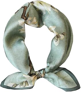 ANDANTINO 100% Pure Mulberry Silk Scarf -21â€ Lightweight Small Square Neckerchief â€“ Breathable Digital Printed Scarves with Gift Packed (Turquois)