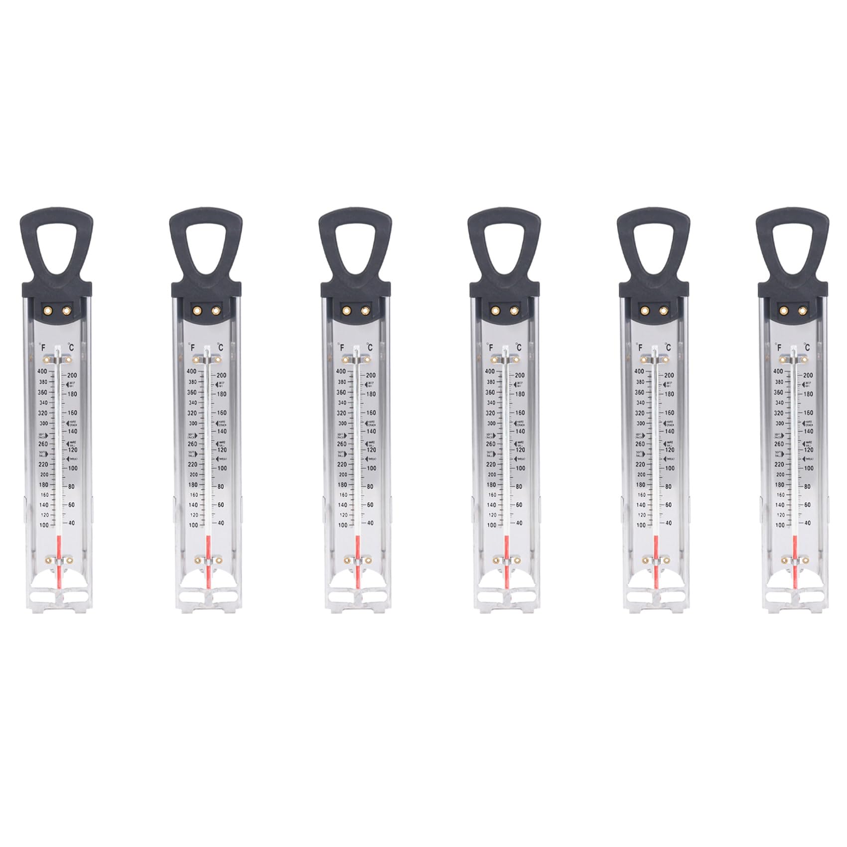 Hndhbfgrt 6X Candy/Jelly/Deep Fry Thermometer, Stainless Steel, with Pot Clip Attachment and Quick Reference Temperature Guide