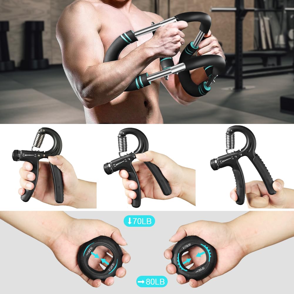 HOTUT Twister Arm Exerciser, Attrezzo per Allenamento del Torace Regolabile da 35 a 45 kg, da 77-99 lb, Forearm Triceps Chest Enhanced Exercise Strengthener, Portatile, Potenziatore di Forza Muscolare