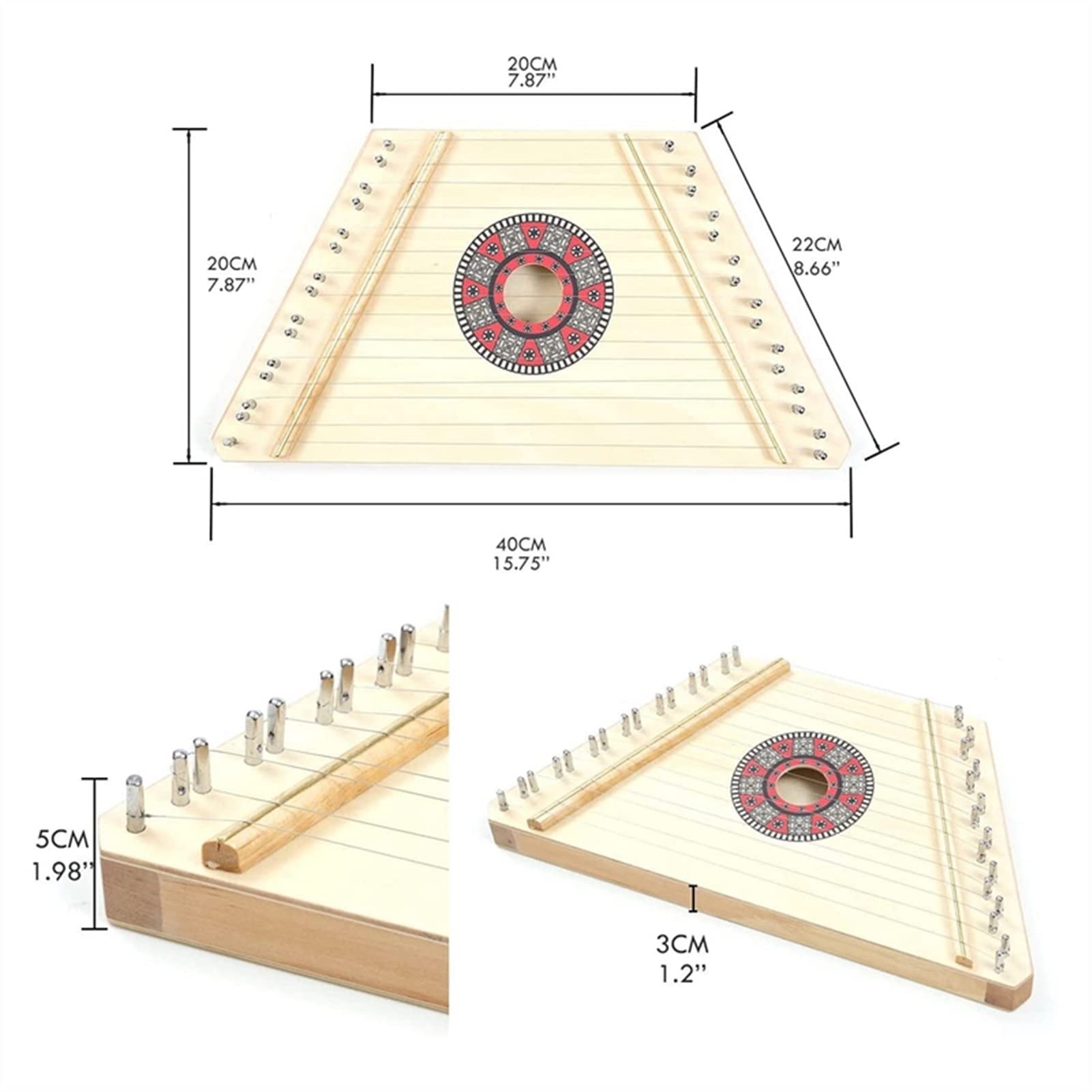 TSTS Lyre Instrument HARP 15 Metall String Harfe Lyre Harfe Mit Tuning-Schraubenschlüssel Tragetasche Für Kinder Erwachsene Anfänger Musikliebhaber