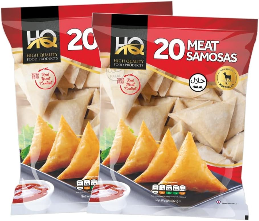 HQ Meat Samosa | 20Pieces | Home Made | Frozen | Frozen Meat Samosa | Easy Cook | Crispy Snacks for All Time | Authentic | Indian Origin | 660G (Pack of 2)