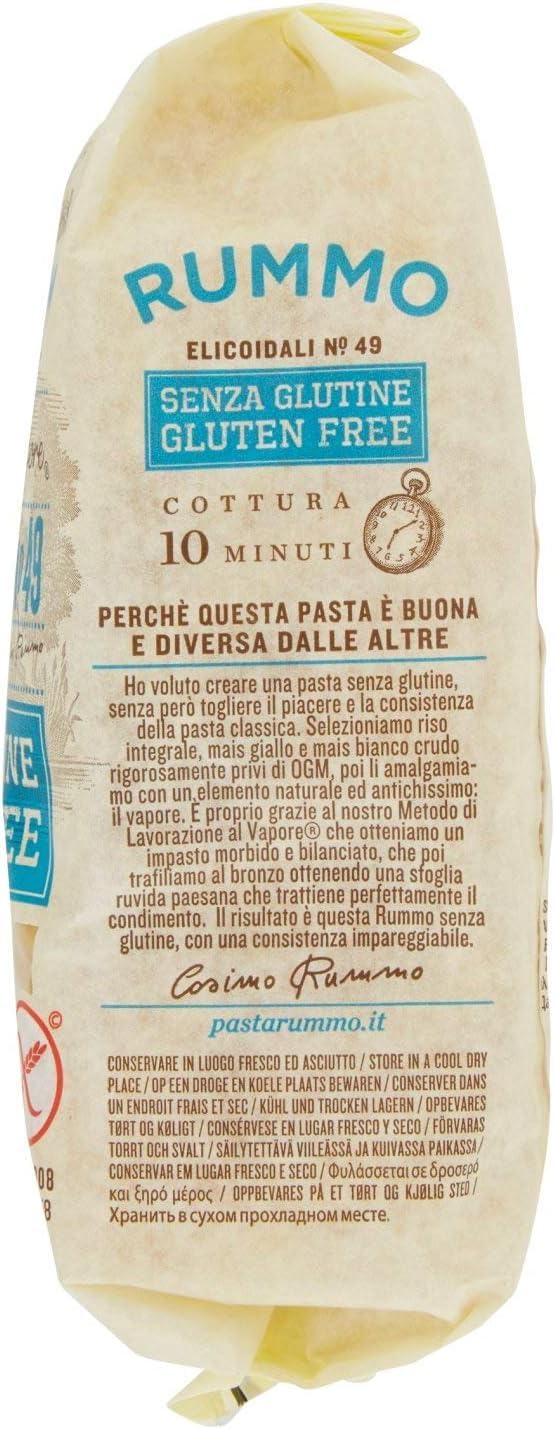 Italian Gourmet Elicoidali N49 Pasta senza Glutine glutenfrei 20 x 400g | Mais-Reis-Rezeptur, trafilata al bronzo, bissfest für Saucen und Aufläufe, Gesamtnettogewicht 8 kg + Kostenlos Polpa 400g
