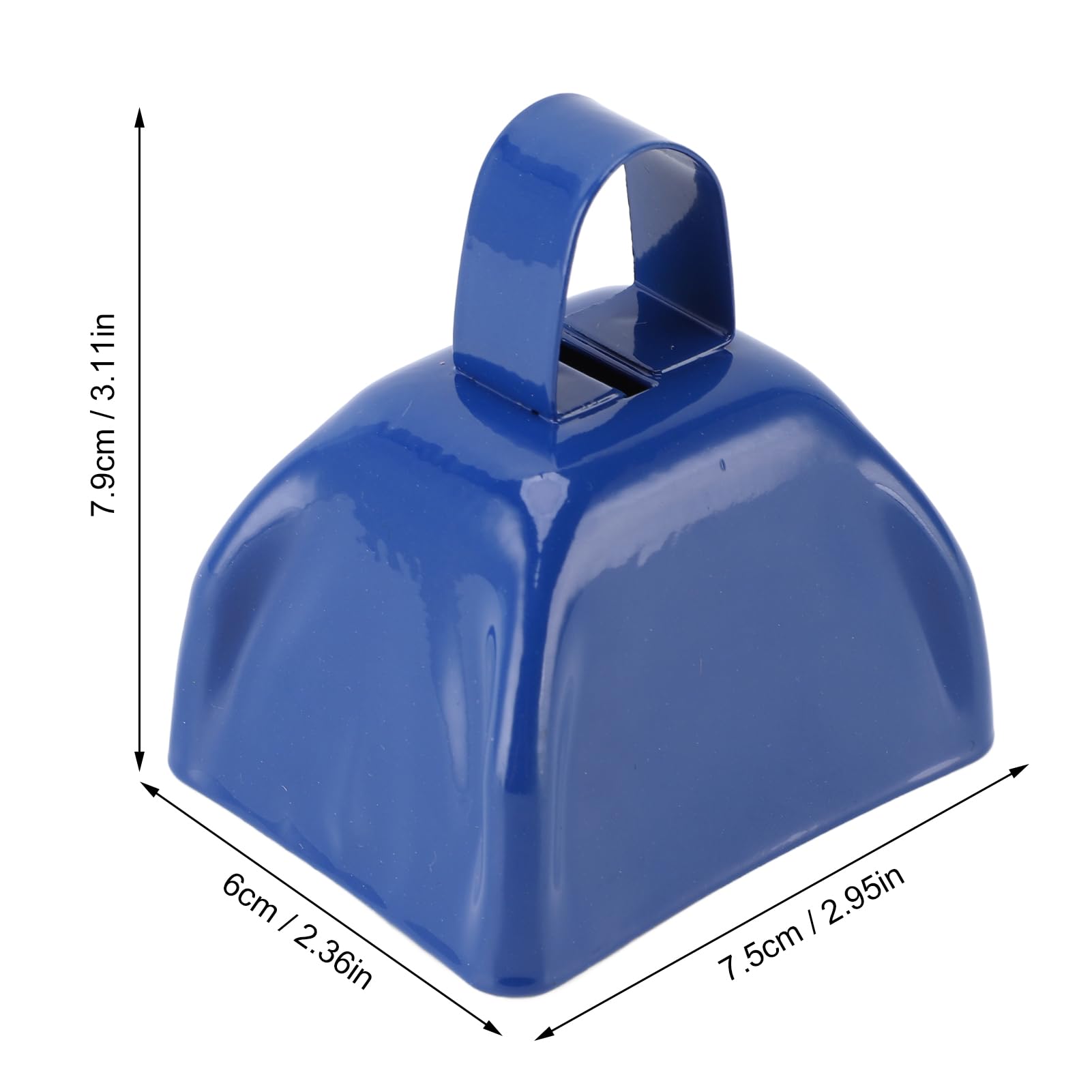 12 Stück Kuhglocken, 7,6 cm, Blaue Handpercussion-Kuhglocken aus Metall für Sportjubel und Feiern, Kleine Krachmacher mit Griffen