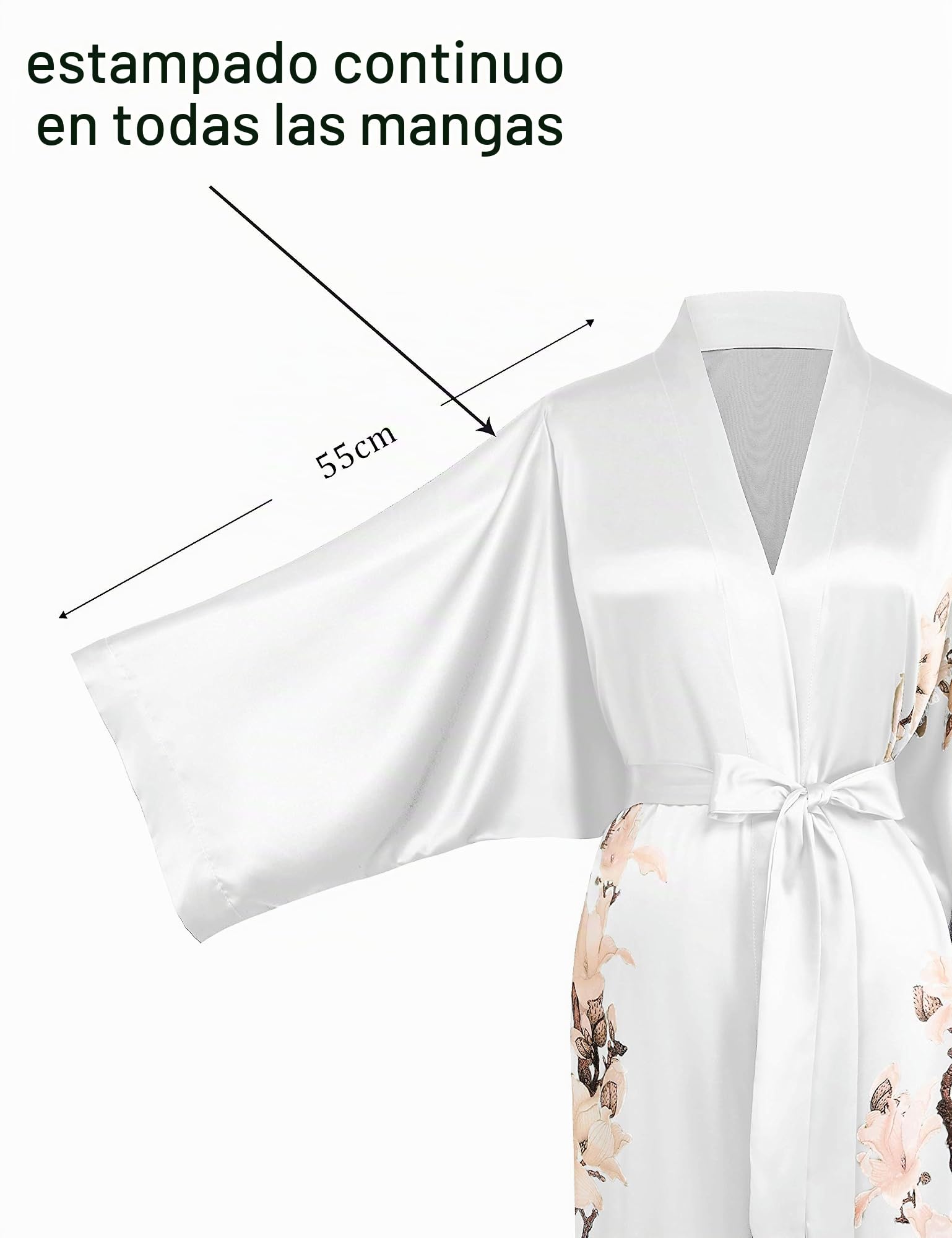 BABEYOND Bata de mujer kimono de flores con estampado maxi largo para mujer, albornoz de pera, chaqueta de playa, despedida de soltera, fiesta, bata de dormir