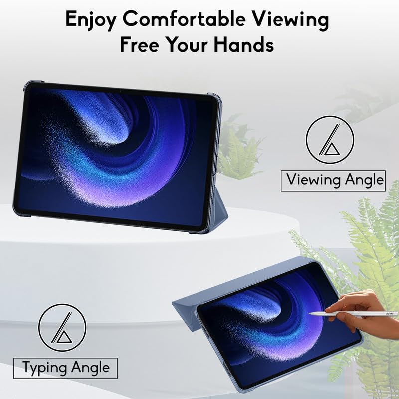 Image of Robustrion Cover for Xiaomi Mi Pad 6 Cover Case Flip Case Cover with Transparent Back for Xiaomi Pad 6 Cover 11 inch [Auto Sleep Wake Support] - Blue Grey