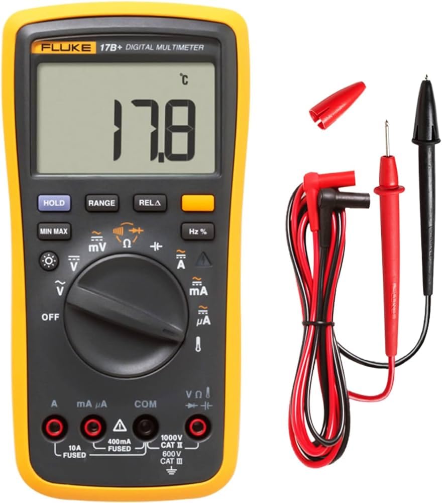 FLUKE 17B+ 600 V CAT III DIGITAL MULTIMETER WITH TEMPERATURE AND FREQUENCY BY MEASURIX