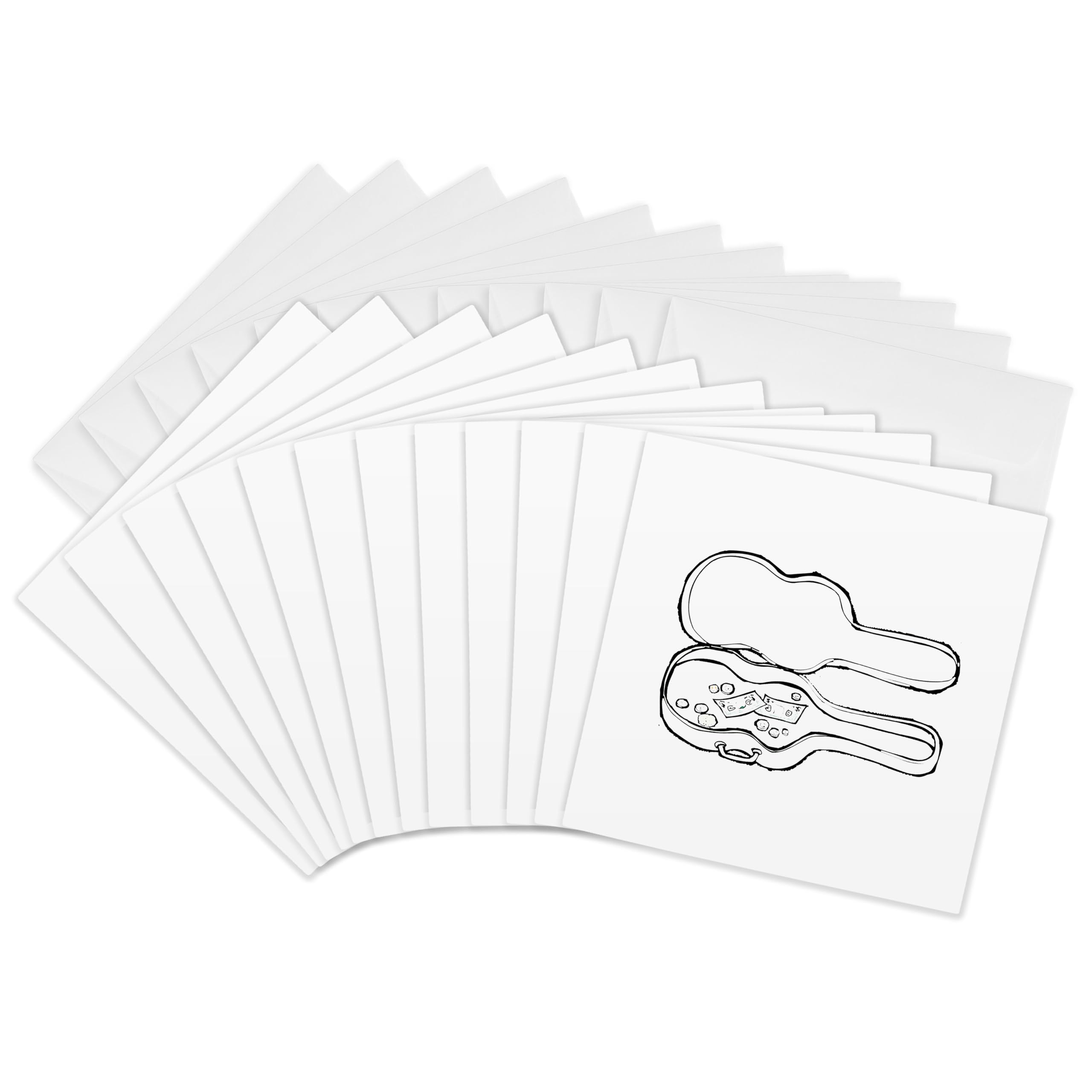3dRose gc_175923_2 6 x 6-Inch"Empty Guitar Case Outline Black" Greeting Card (Set of 12)