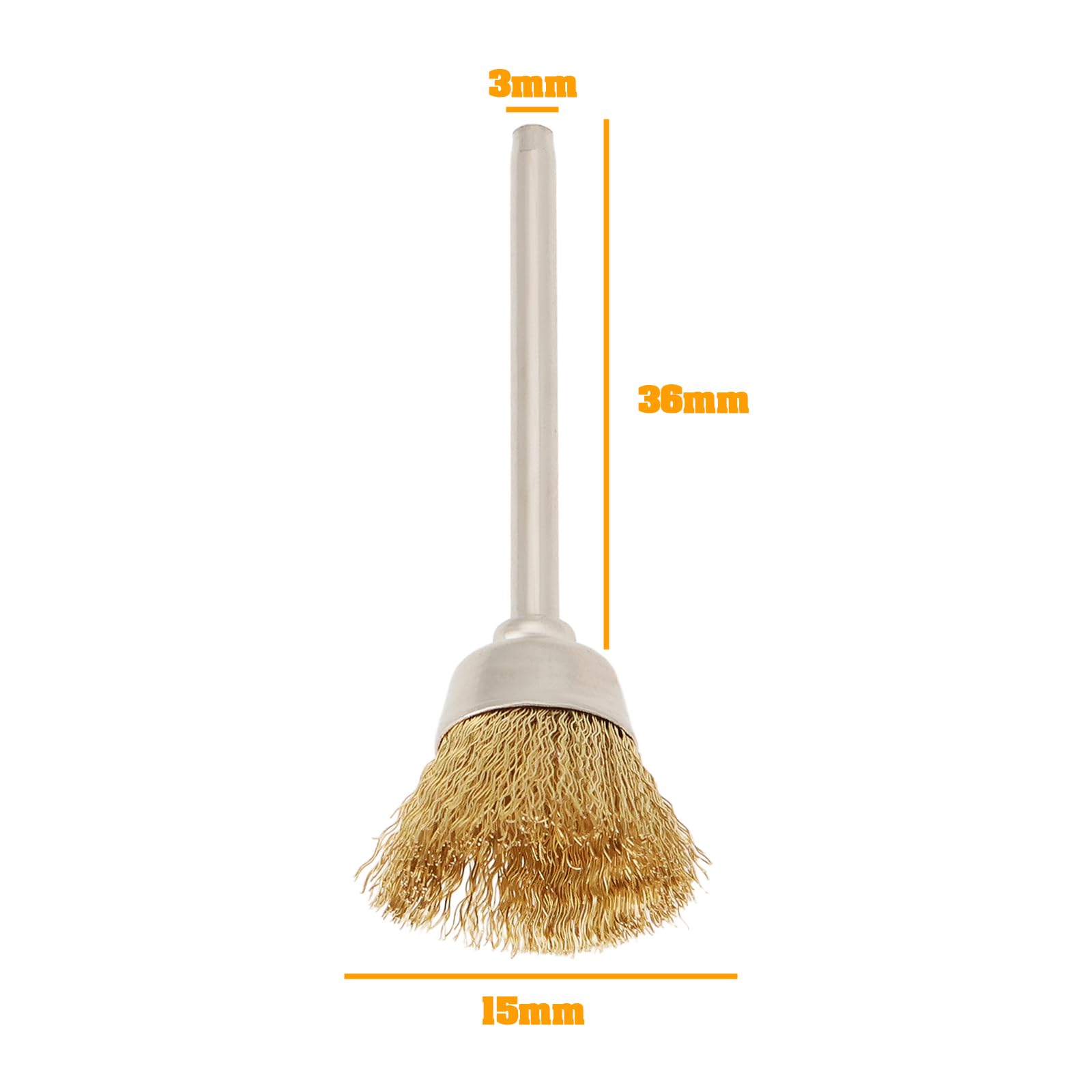 ECSiNG 10pcs Brass Wire Brush 3mm Shank Mini Brush Rotary Tool Brass Wire Brush for Metal Wood Stone Surface Cleaning Rust Removal Polishing Deburring - Image 4