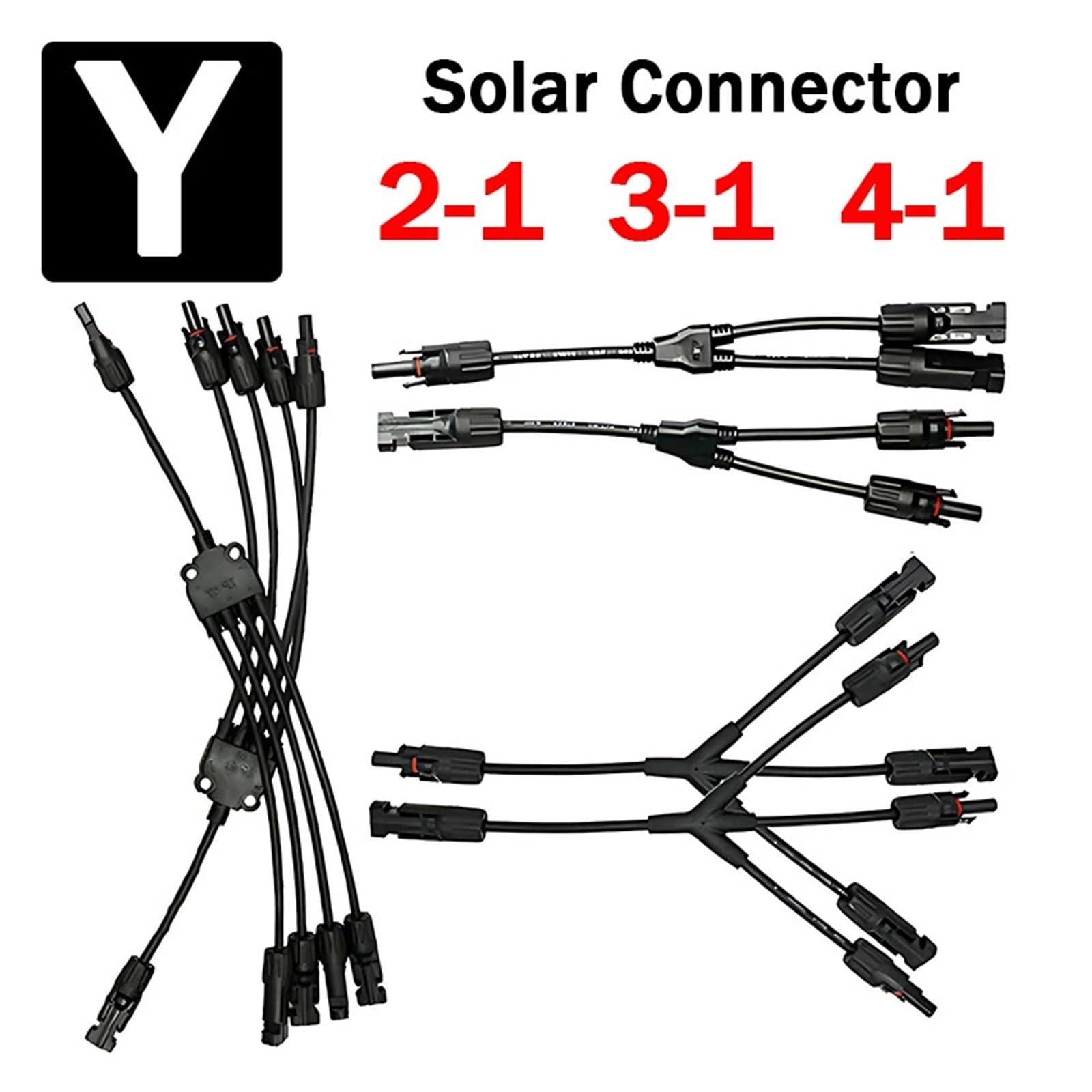 1/5/20/100Set PV Solar Stecker Photovoltaik Männlich Weiblich Stecker Wasserdicht 3 4 5 Weg Y-Typ 1 In 2/3/4 Out Kits System(MC4-Y4-B,5 SETS)