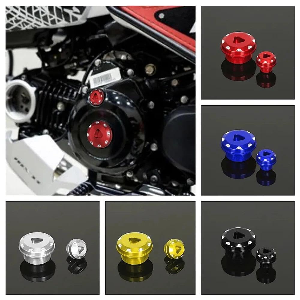 CNC Kurbelgehäusedeckelstopfen, kompatibel mit MSX 125/SF Grom 125 2017-2023 DAX 125 2022-2023 CT 125 2021-2023 Motorradzubehör Kurbelgehäuse Lochpfugungs Schraube (Gold)