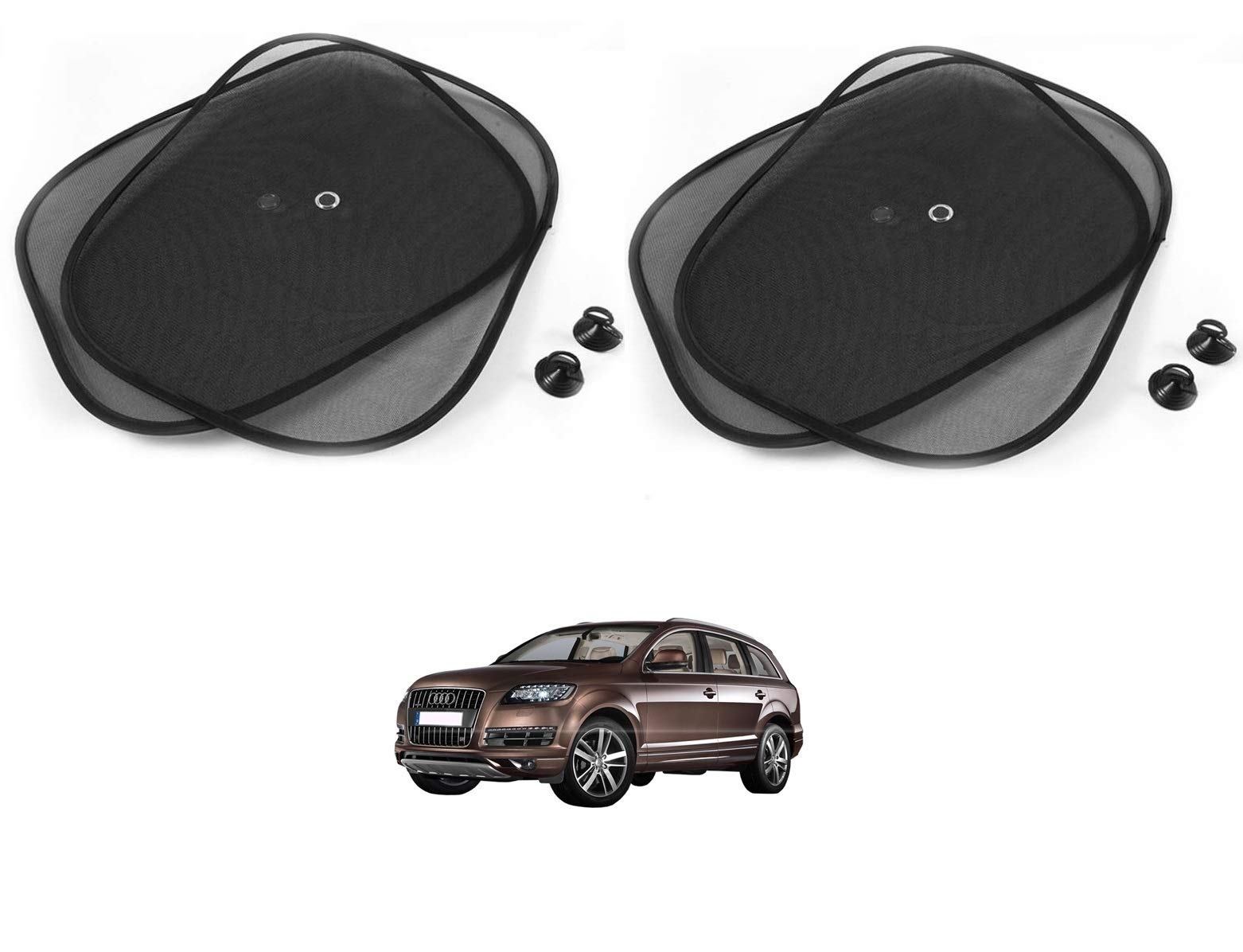 Kozdiko Black Color Chipokoo Car Window Side Sunshade Curtains Set of 4 Pcs for Audi Q7