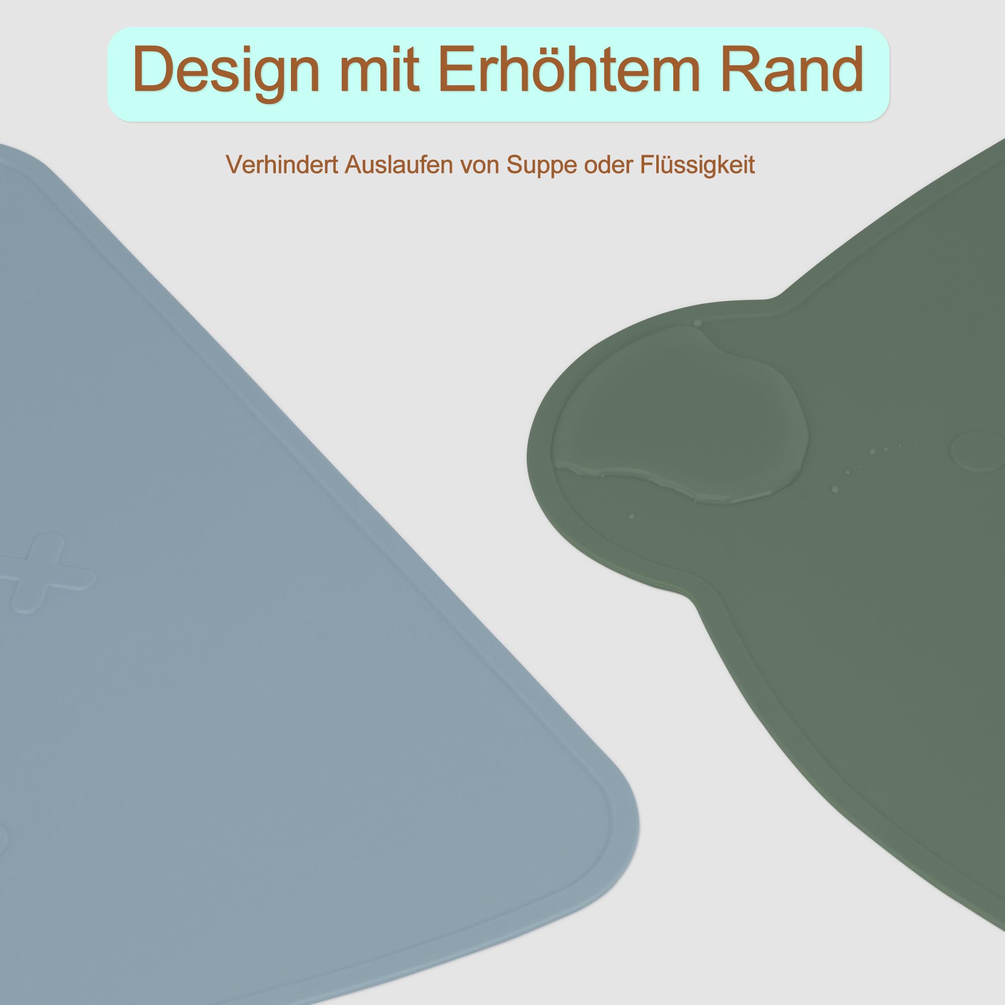 Tovagliette In Silicione Per Bambini - Antiscivolo, Lavabili, Senza BPA, Con Bordo Rialzato (Blu E Giallo) - Foto 10