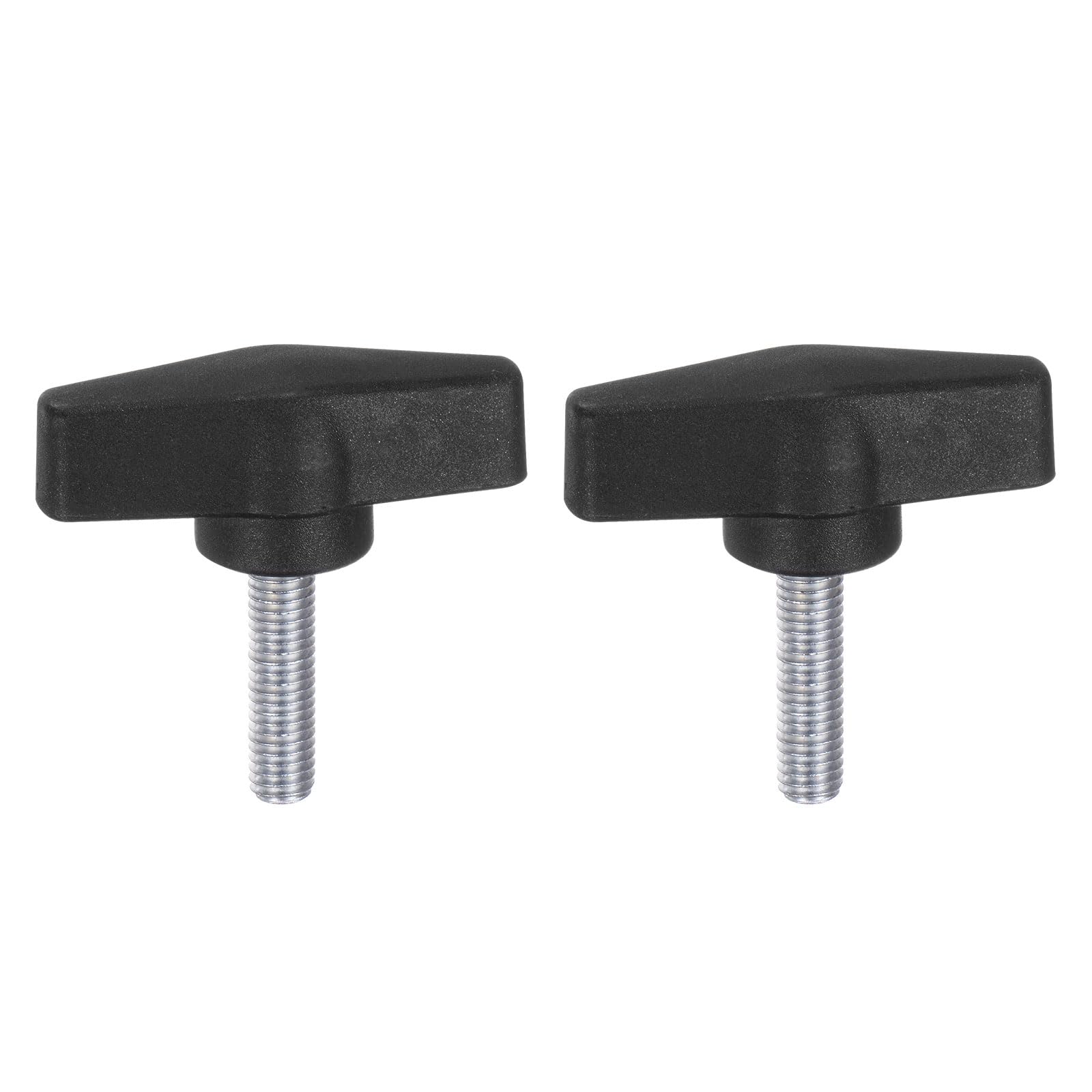sourcing map 2pcs Tee Wing Knobs M8 x 30mm Metric Male Threaded Stud 55mm T Head Plastic Knob Handles Thumb Screws Hand Clamping Tightening Knob Grip Thumbscrew, Black