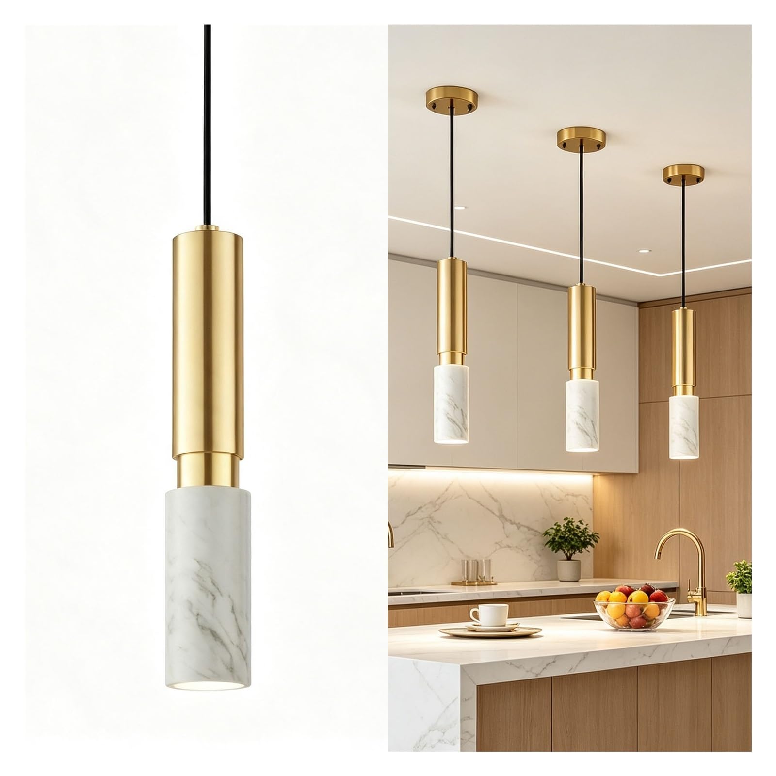 LUOYAOB Green Marble Shade Pendant Lamp Black Ceiling Fixture