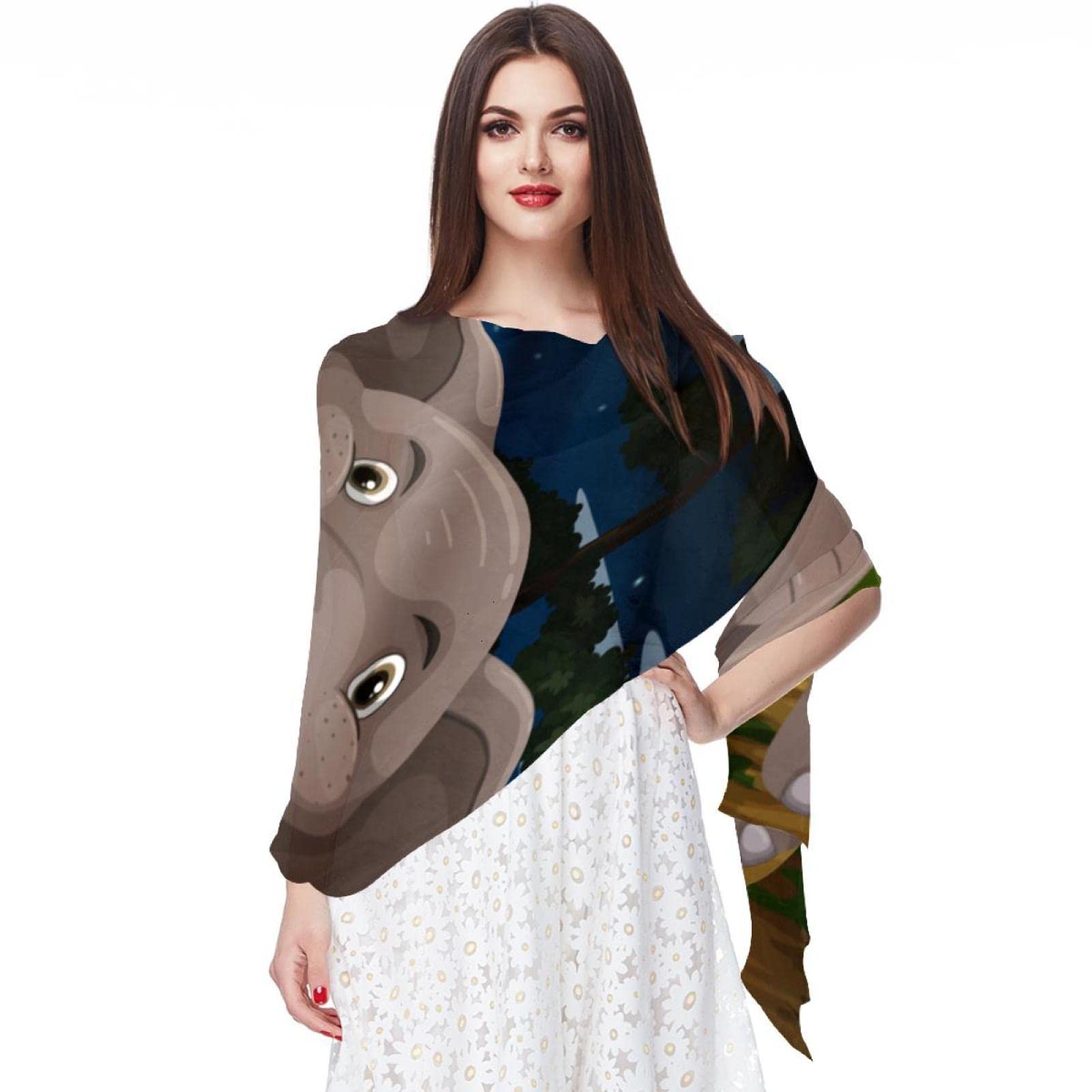 Foulard jaune éléphant pour femme long voile fin multicolore chic