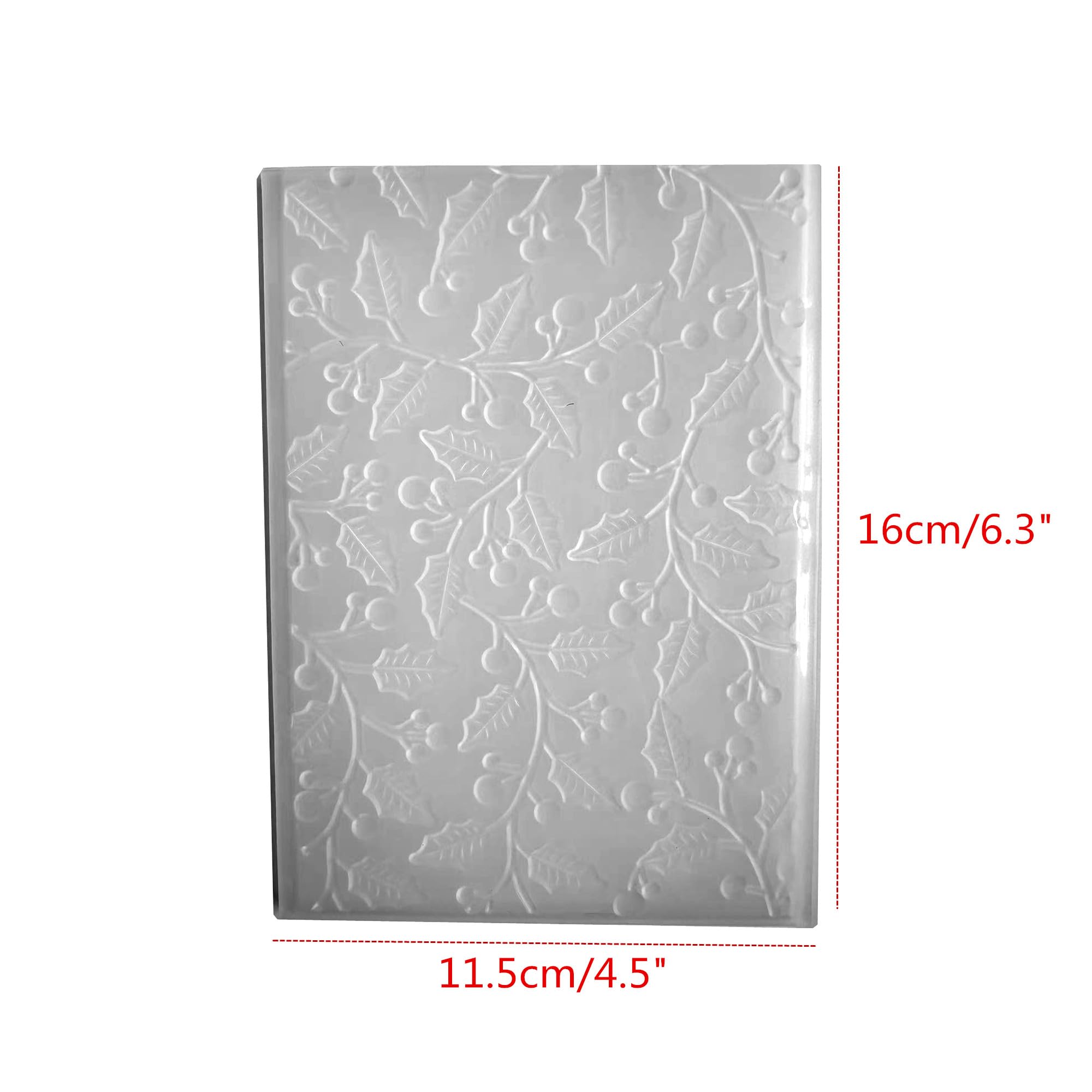 Arbuya 3D Berry Branch Plastic Embossing Folders for Card Making or Journaling Holly Foliage Leaves Embossing Folder for Paper Crafting