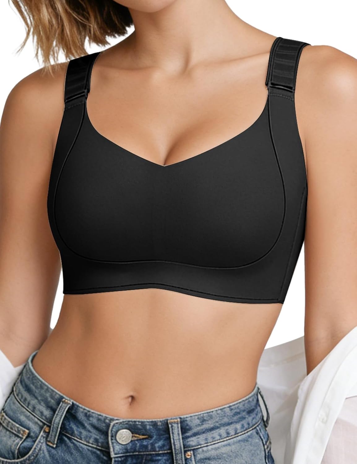 Jelly Wireless Bras for Women No Underwire Seamless Full Coverage Supportive Comfortable Push Up Everyday Soft Tshirt Bra