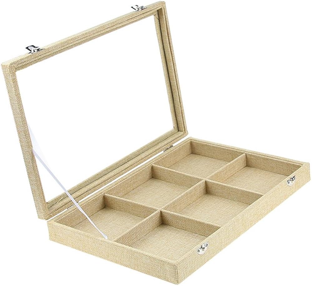 Bocar Glass Top Jewelry Box 12 Compartment Jewelry Showcase Organizer