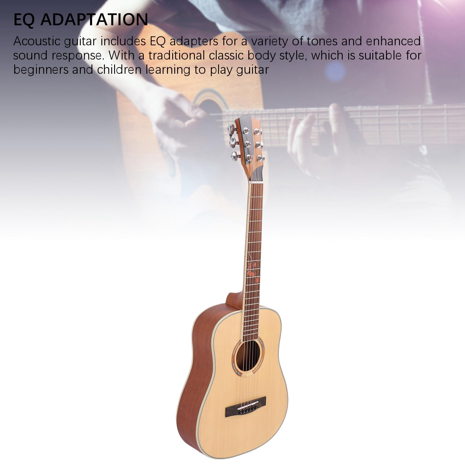 Chitarra, 34 Pollici Chitarra a 6 Corde Adattamento EQ Strumento Musicale per Principianti in Stile Classico Tradizionale