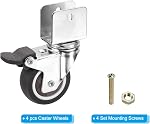 PATIKIL 2" Roulettes pivotantes avec support U 3/4" 4 Remplacement de roue pivotante avec charge totale de frein 165lbs pour la table de meubles de cabinet