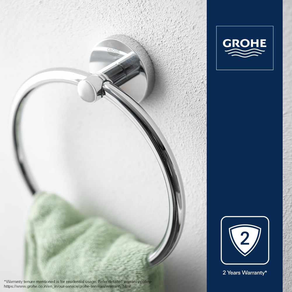 Grohe Essentials - Toallero de argolla empotrado, Metal, Ref. 40365001